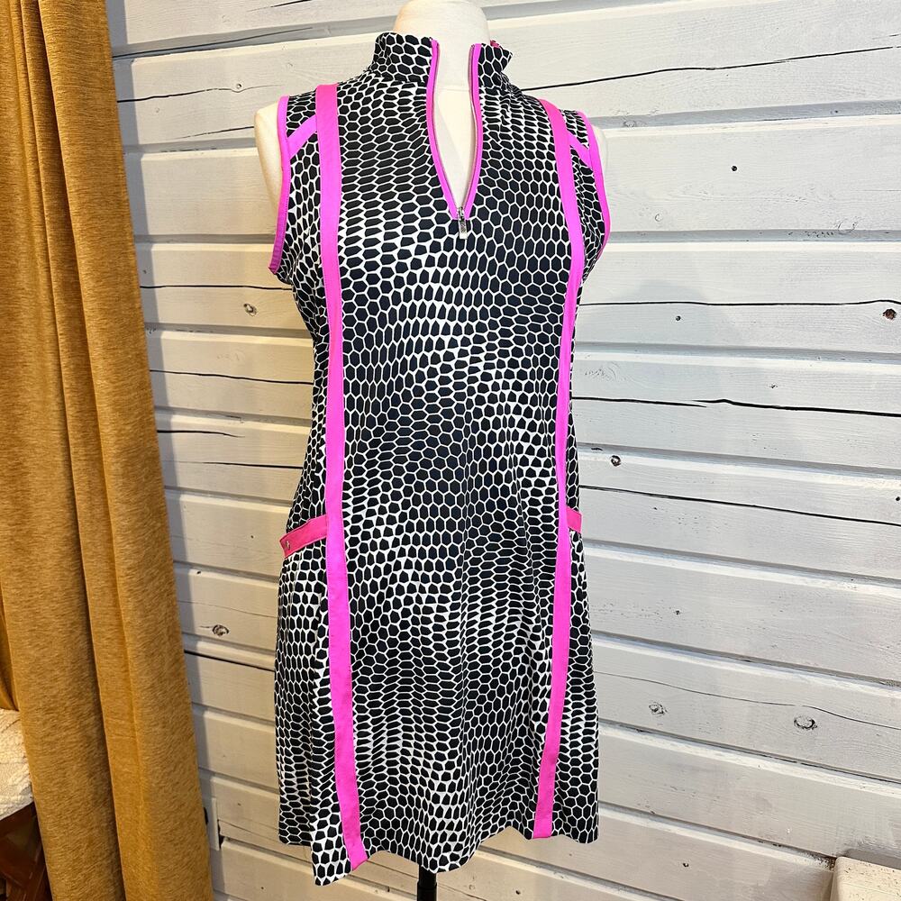 TAIL Activewear Golf Tennis Dress Women’s M Black White Pink Geometric